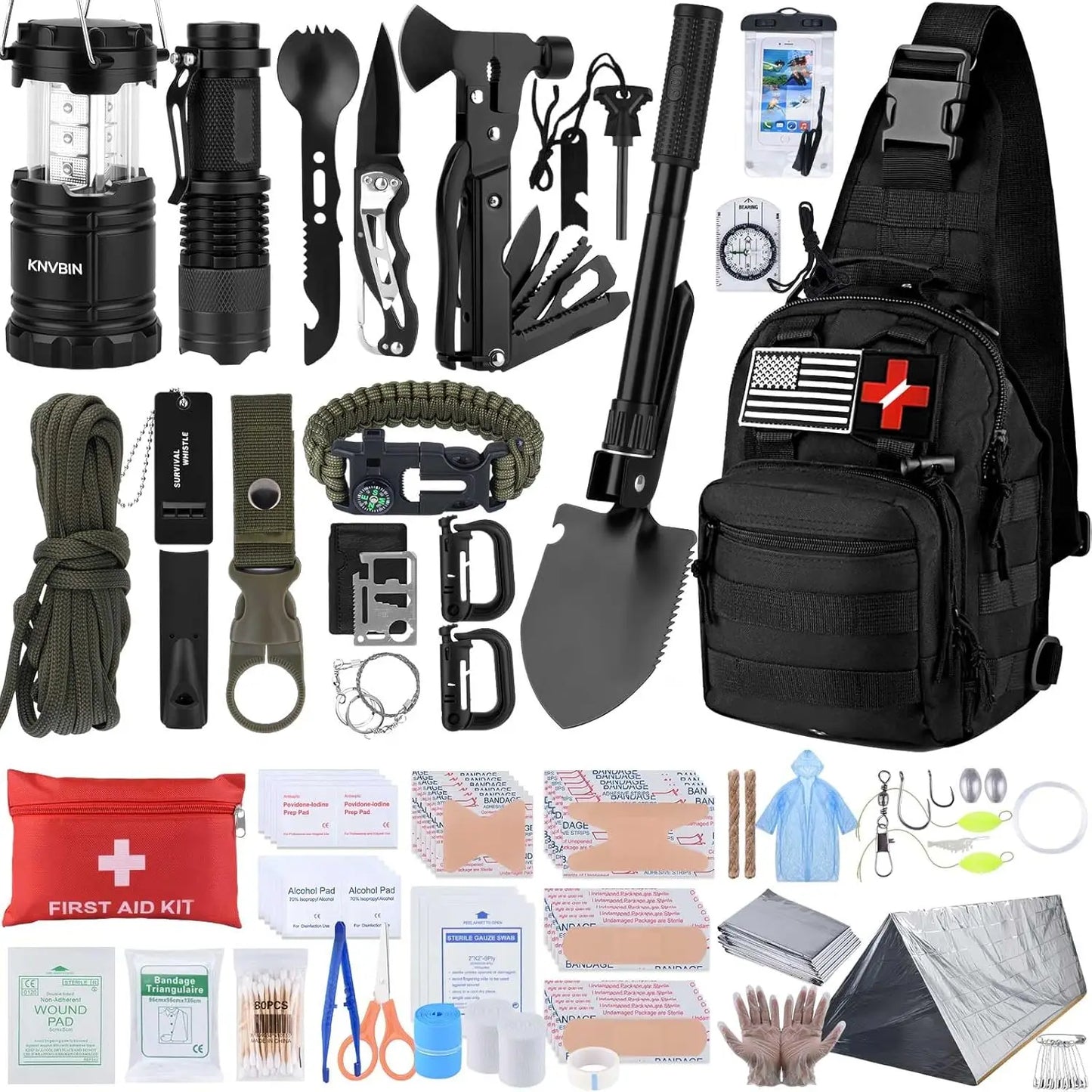 Comprehensive 250 Piece Survival Kit With First Aid Emergency Gear