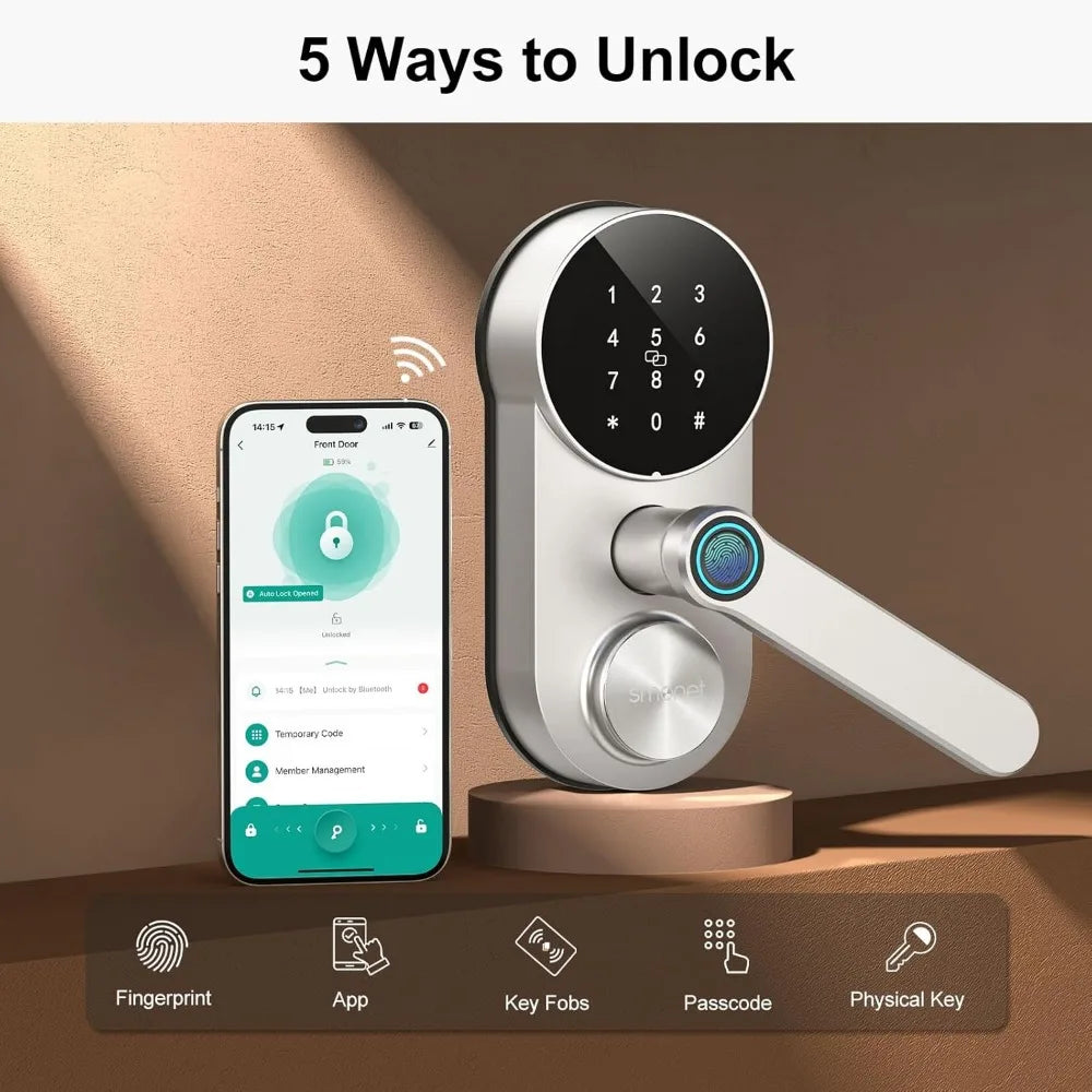 Kankeirr Smart WiFi Front Door Lock With Fingerprint Keypad Alexa