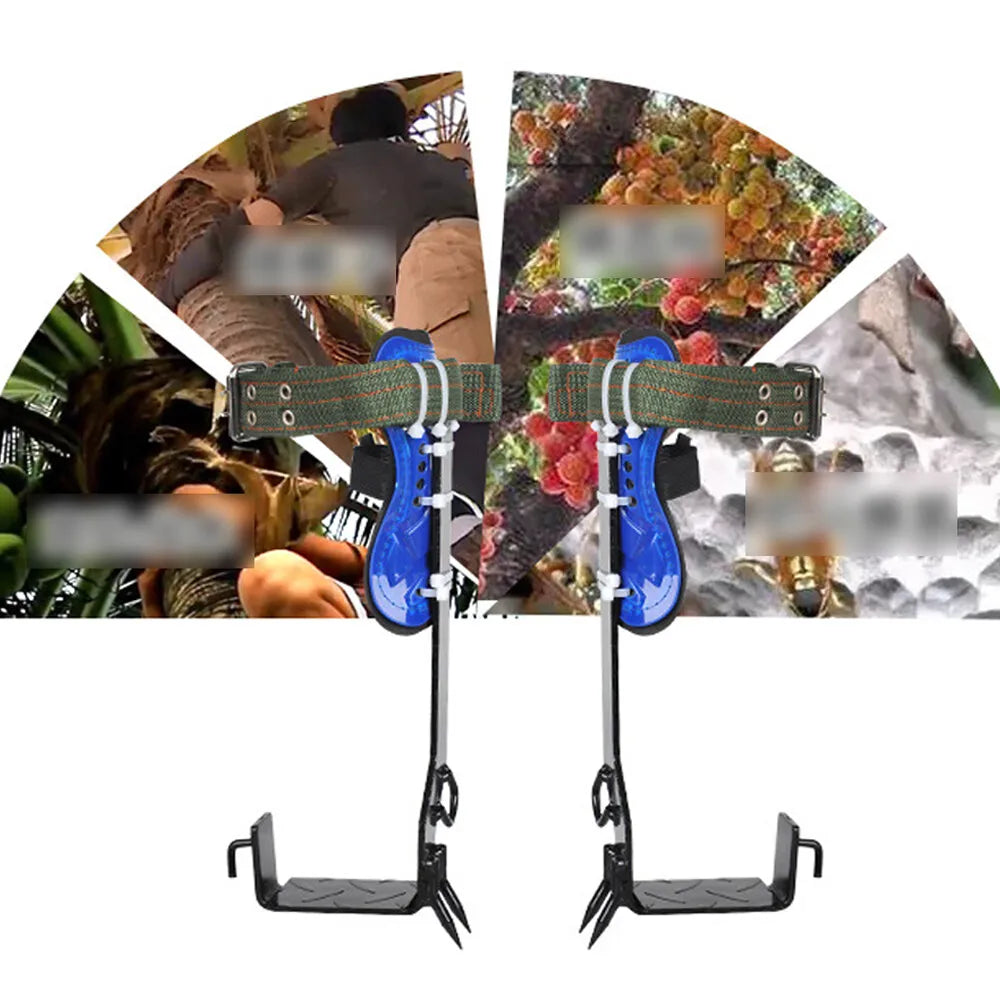1Pair Tree/Pole Climbing Spike Set Gear Safety Belt Rope Lanyard with Carabiner