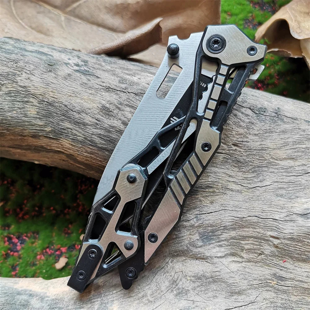 Doom Blade Skeleton Mechanical Folding Knife All Steel Tactical Use