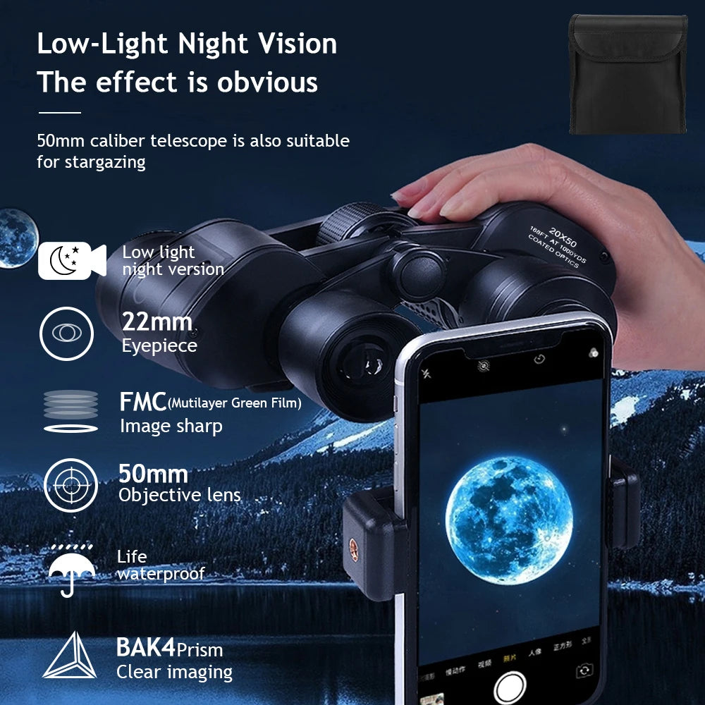 Professional HD Zoom Binoculars With BAK4 Prism Night Vision Waterproof