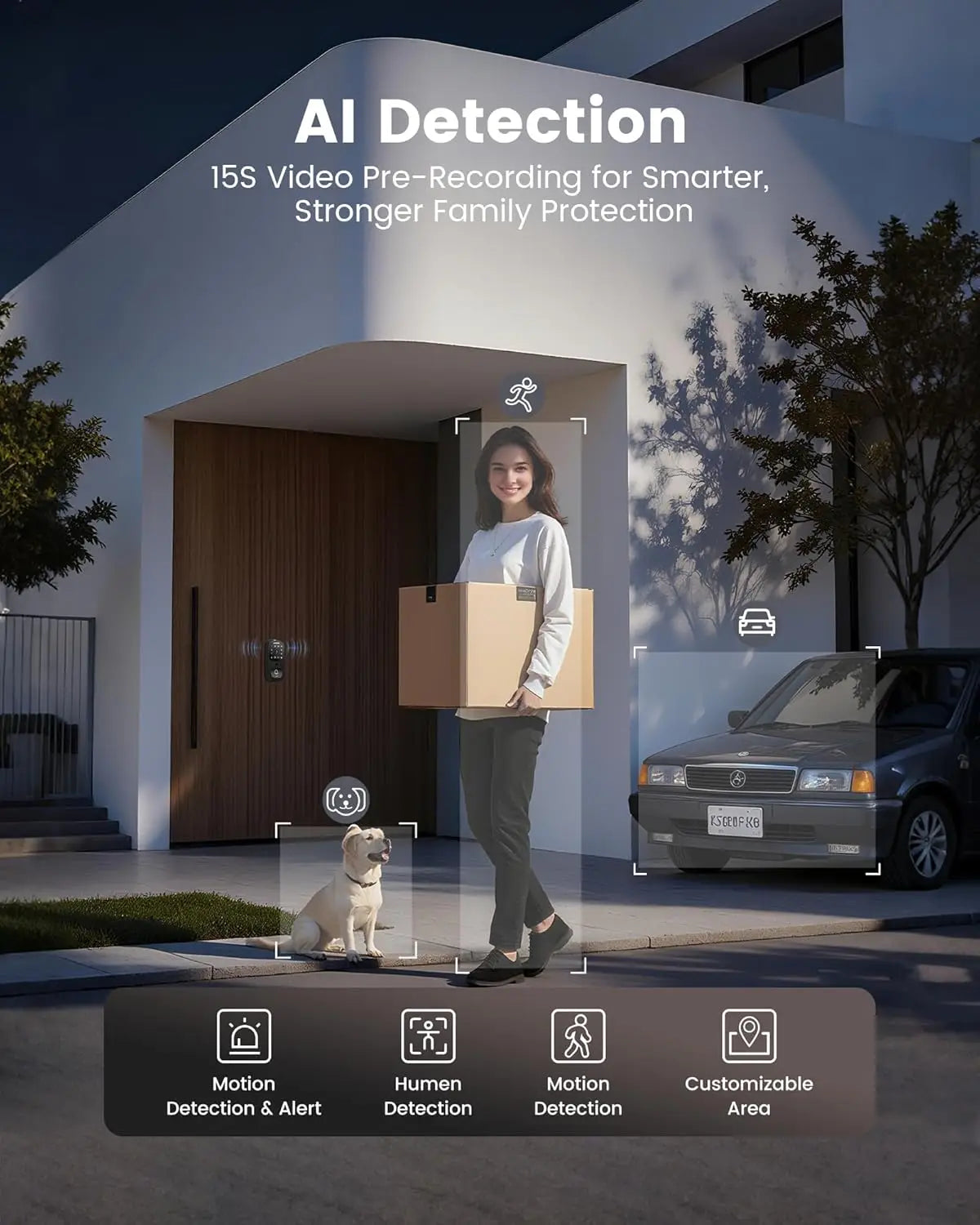 Smart Lock with Camera, WiFi Doorbell Keyless Entry, Fingerprint & App Control for Front Door