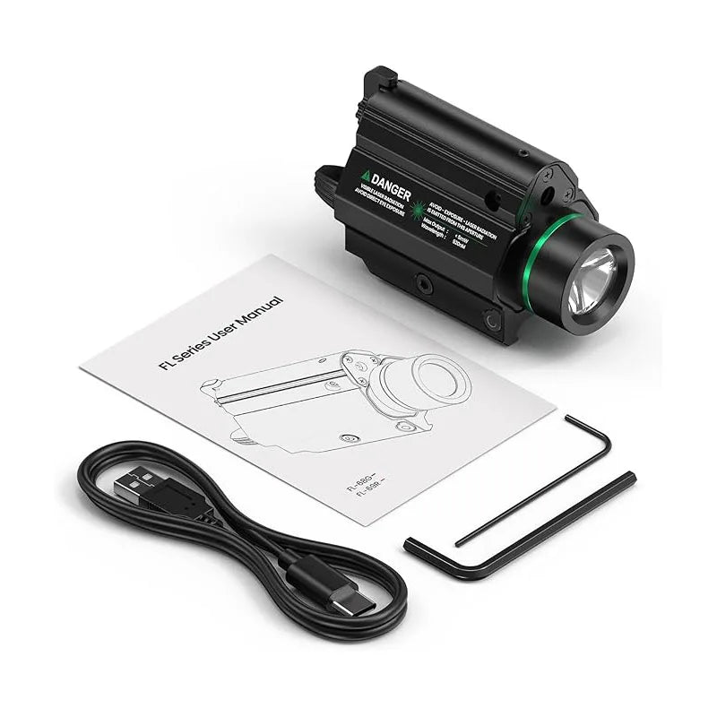 Feyachi Green/Red Laser Light Combo LED 1000 Lumen Weapon Light Flashlight with Picatinny Rail Mount for Pistol Rifle Rechargeab
