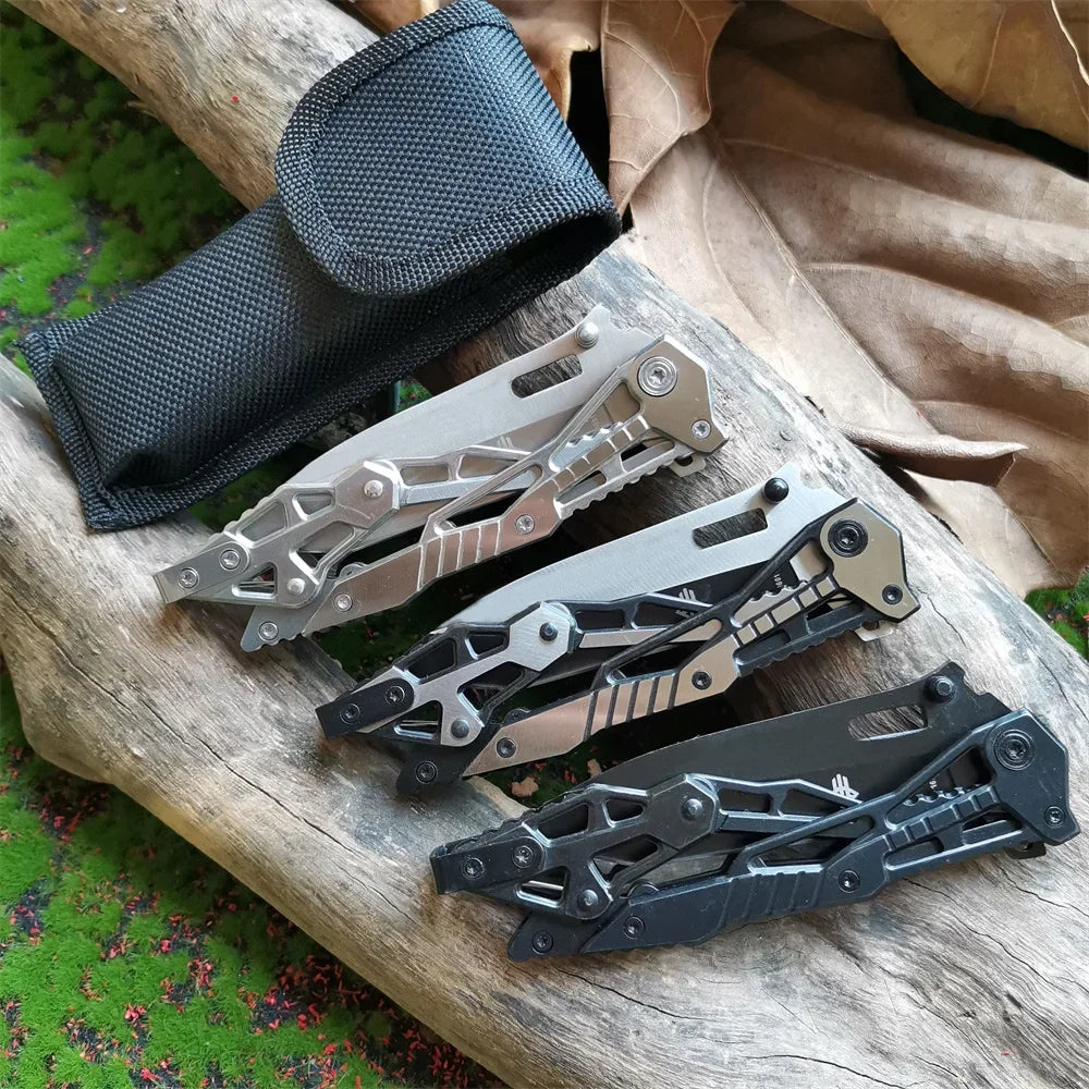 Doom Blade Skeleton Mechanical Folding Knife With All Steel Construction