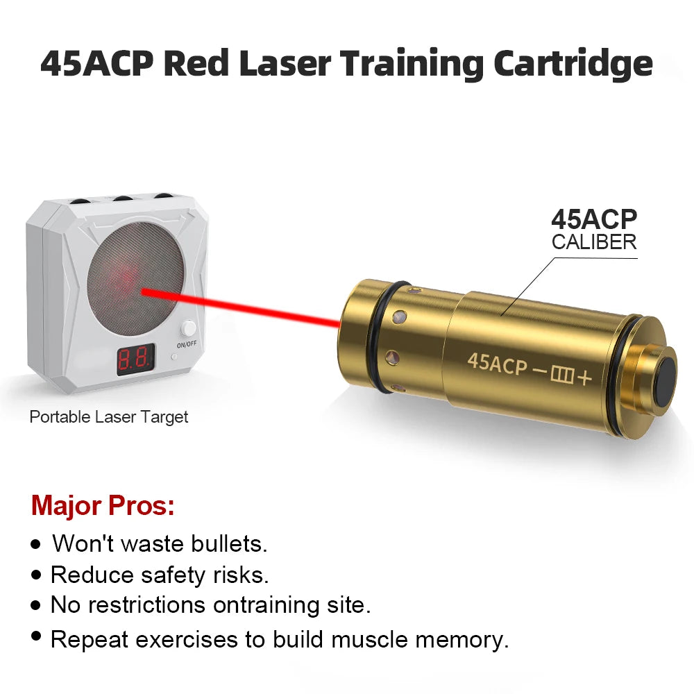 45 ACP Dry Fire Laser Trainer Cartridge Red Dot Laser