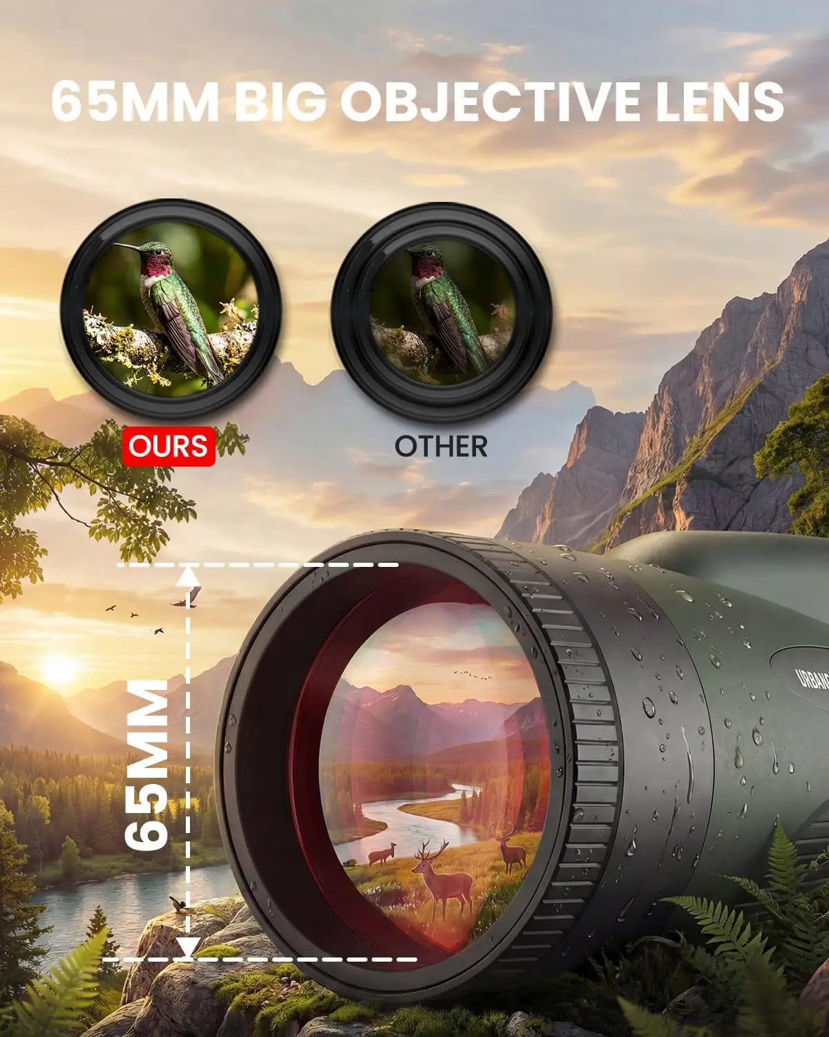 High Powered 15x65 Monocular Telescope with Phone Adapter&Tripod - BAK4 Prism FMC Lens for Bird Watching Travel Hiking