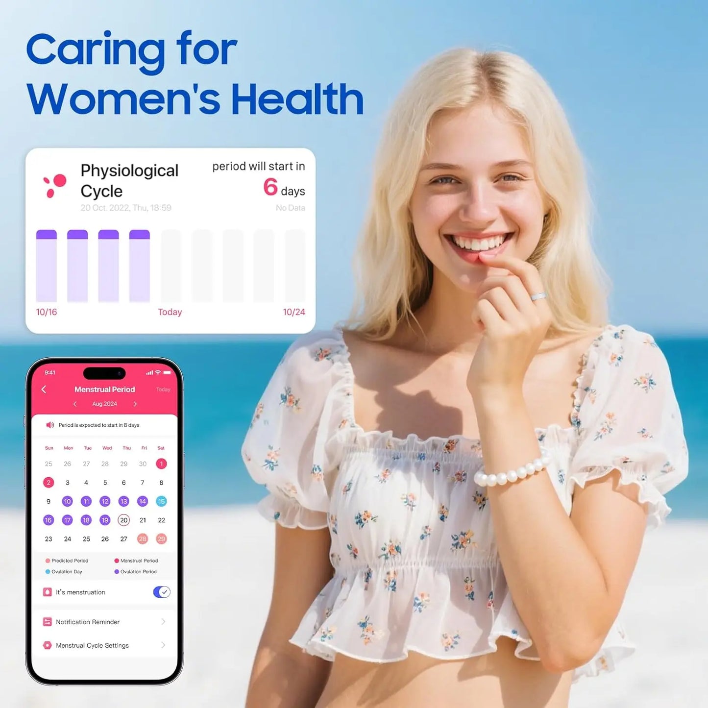 Smart Health Ring Stress Sleep Monitoring Waterproof Fitness Tracker Android